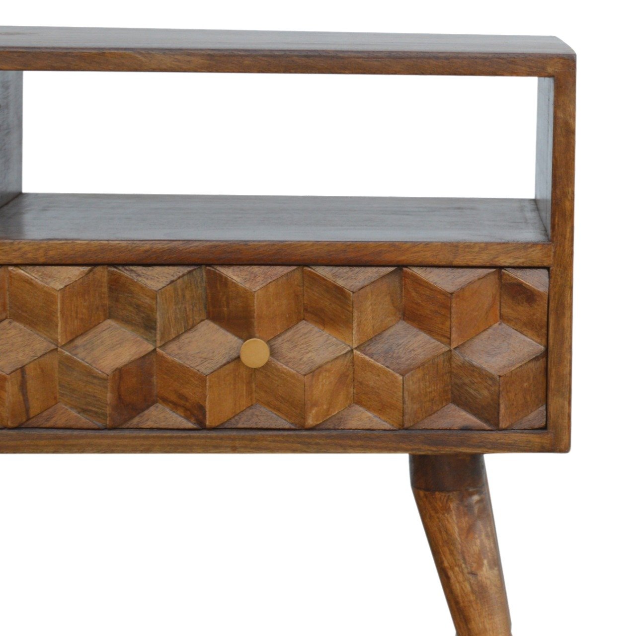Szafka RTV z litego drewna mango – kasztanowa, 84 cm - obrazek 3