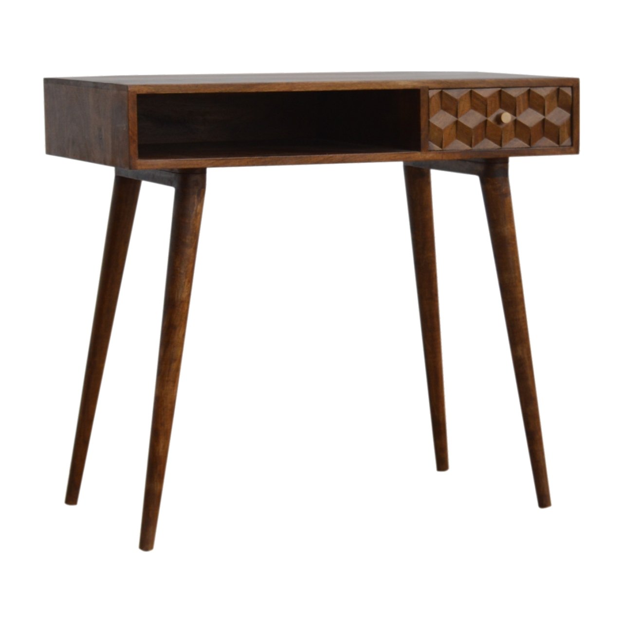 Biurko z litego drewna mango – kasztanowe, 88 cm — model IN784 - obrazek 2