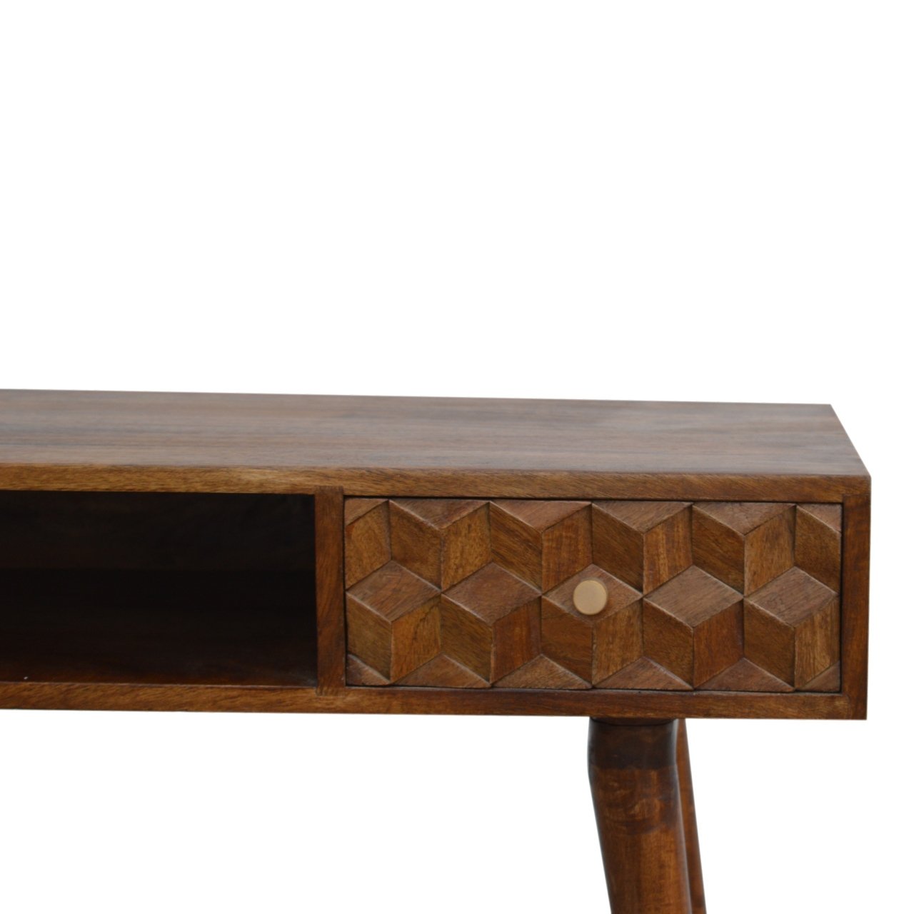 Biurko z litego drewna mango – kasztanowe, 88 cm — model IN784 - obrazek 5