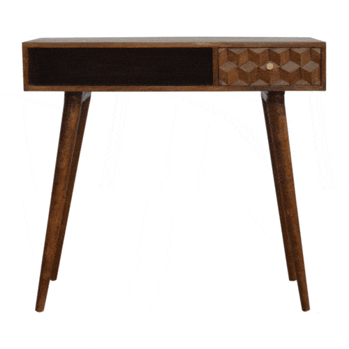 Biurko z litego drewna mango – kasztanowe, 88 cm — model IN784 - obrazek 9
