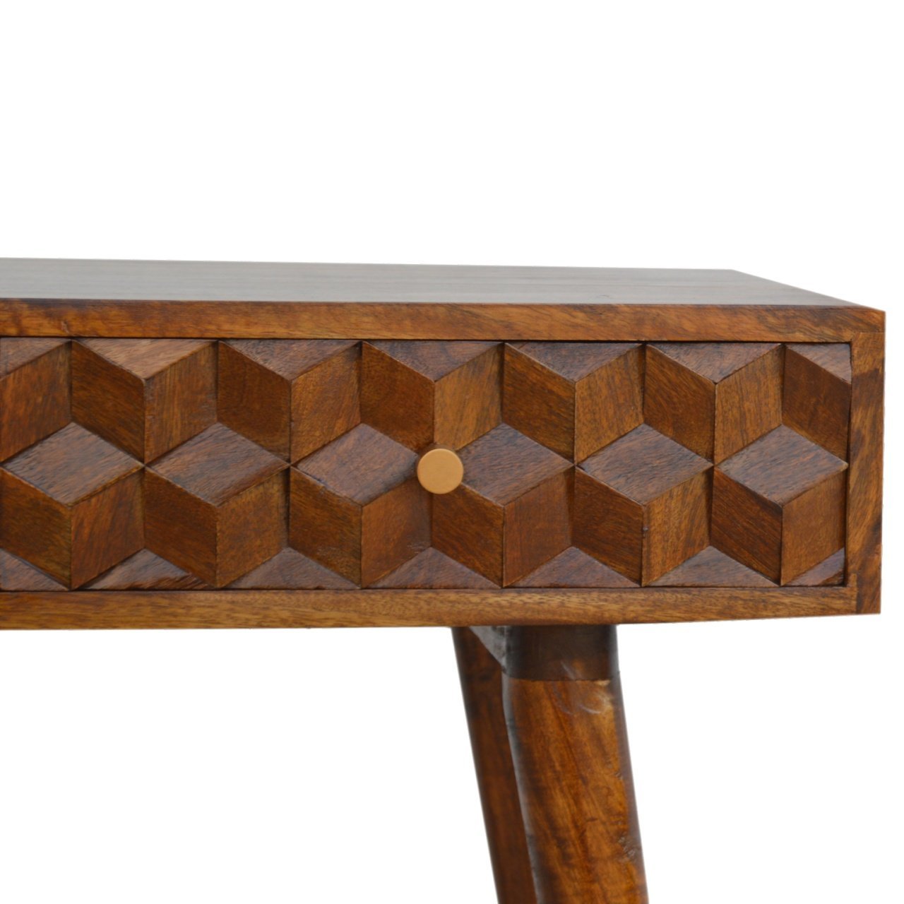 Stół z litego drewna mango – kasztanowy, 80 cm — model In785 - obrazek 3