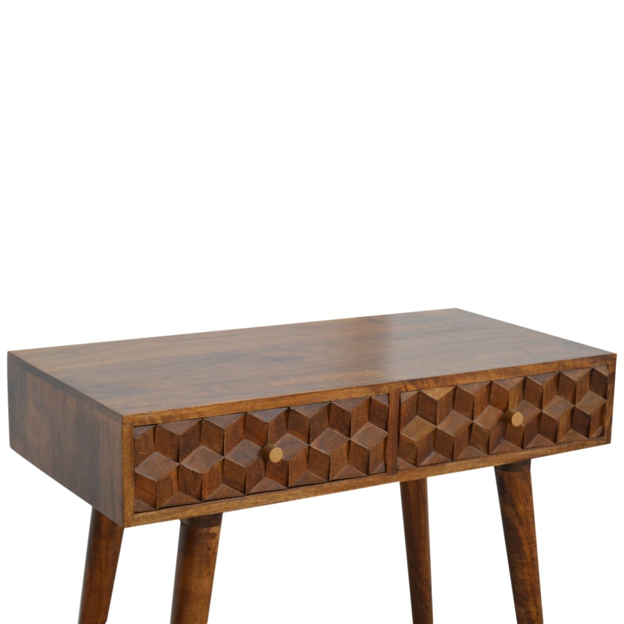 Stół z litego drewna mango – kasztanowy, 80 cm — model In785 - obrazek 2
