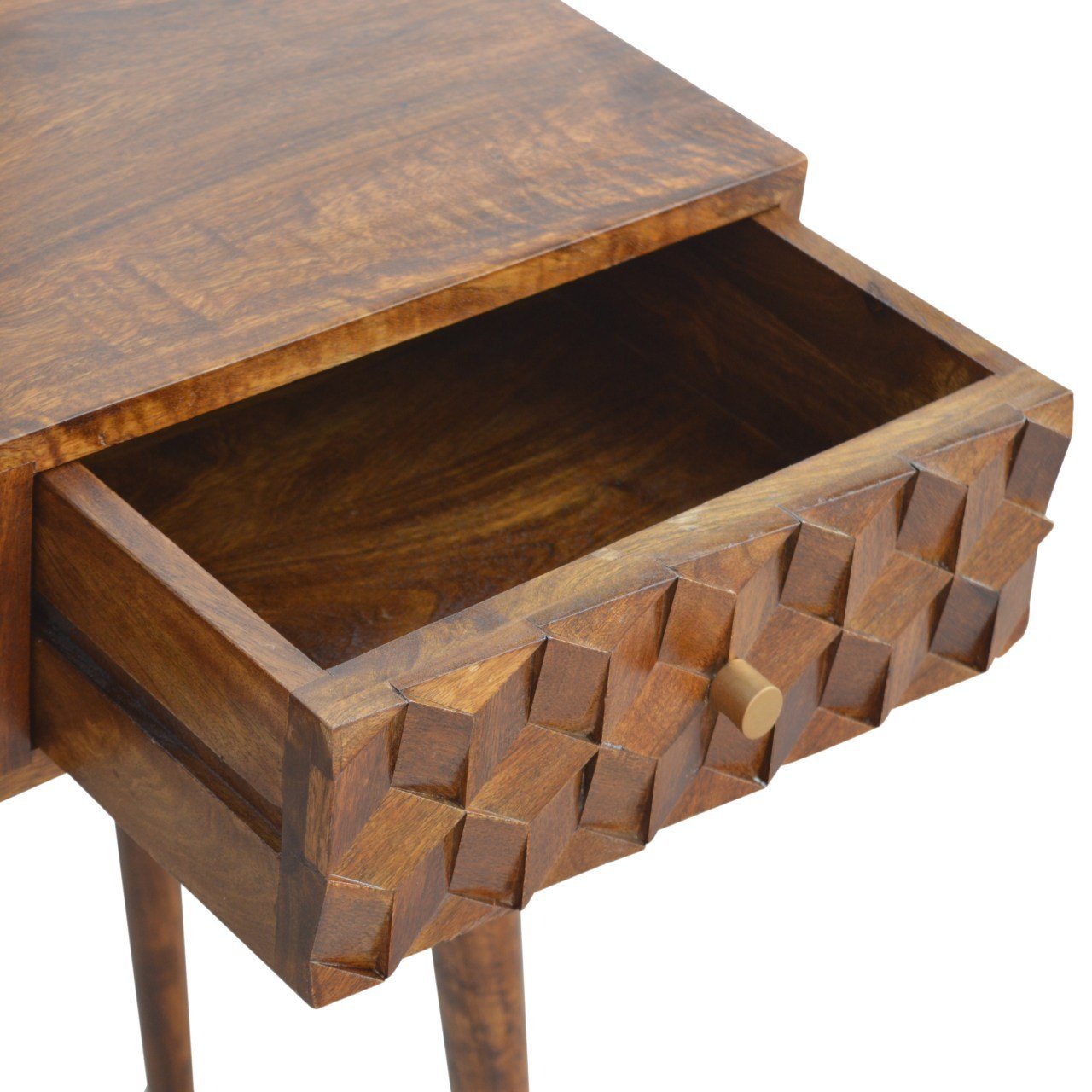 Stół z litego drewna mango – kasztanowy, 80 cm — model In785 - obrazek 5