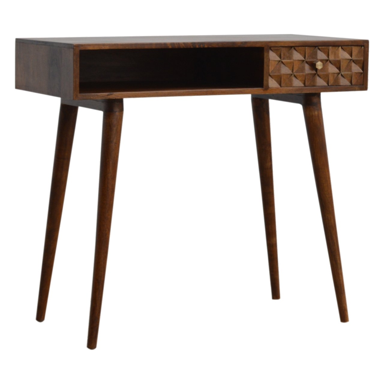 Biurko z litego drewna mango – kasztanowe, 88 cm — model IN787