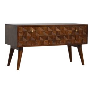 Ławka z litego drewna mango – kasztanowa, 90 cm — model IN789