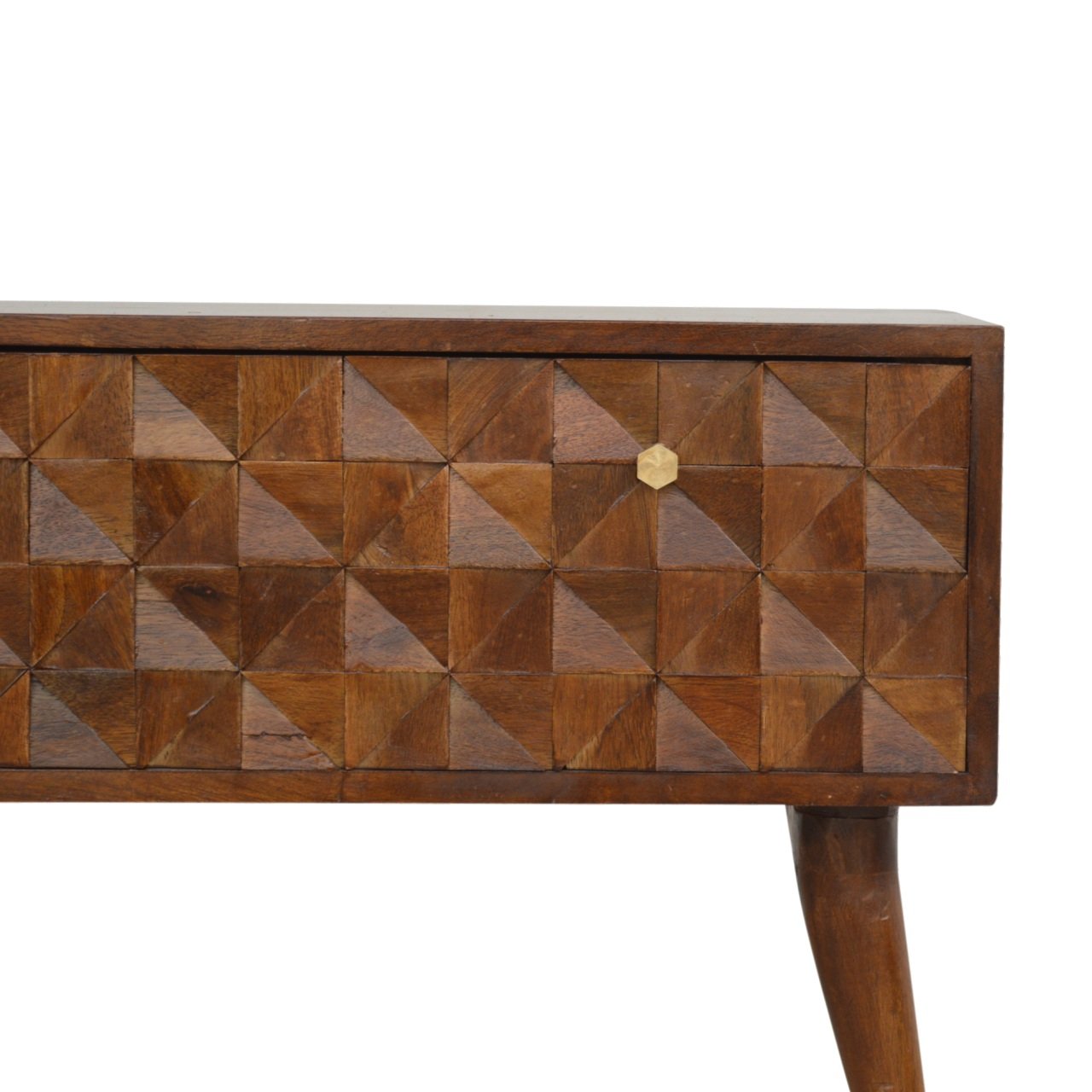 Ławka z litego drewna mango – kasztanowa, 90 cm — model IN789 - obrazek 2