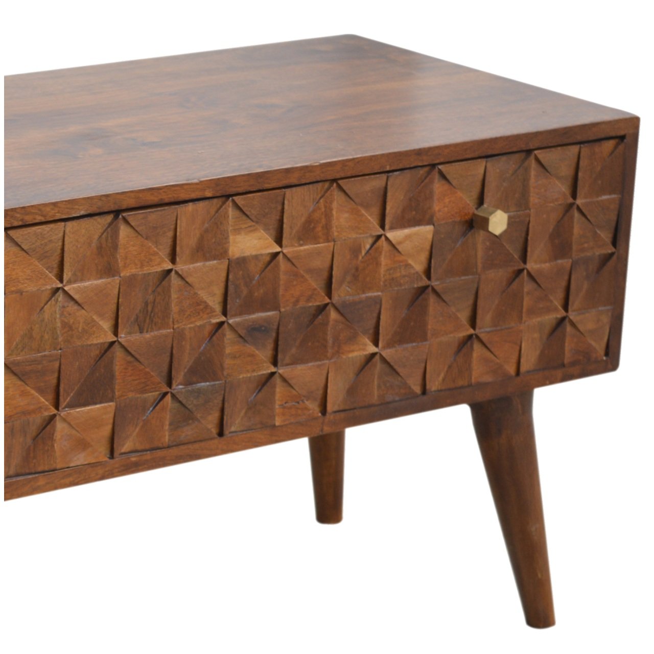 Ławka z litego drewna mango – kasztanowa, 90 cm — model IN789 - obrazek 3