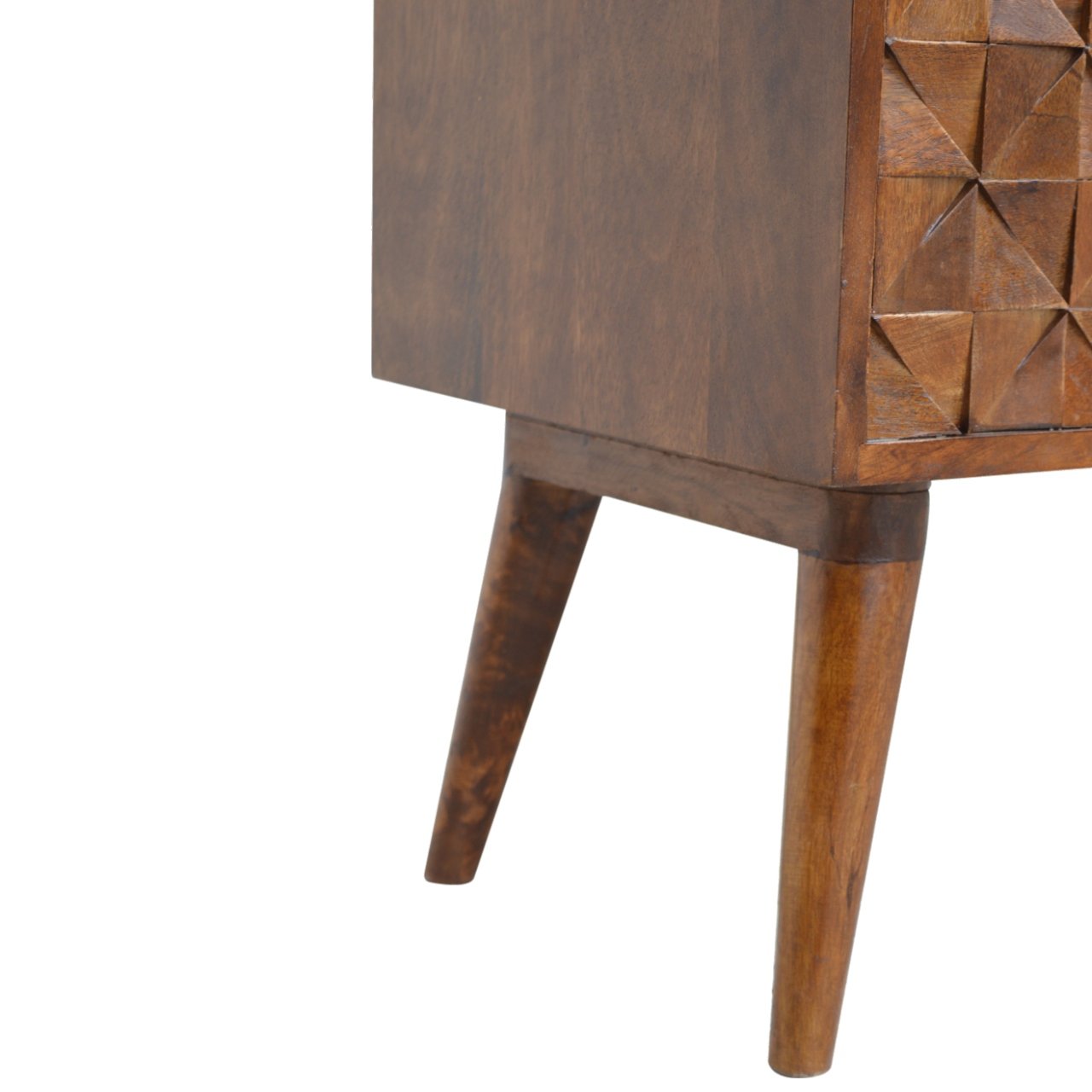 Ławka z litego drewna mango – kasztanowa, 90 cm — model IN789 - obrazek 4