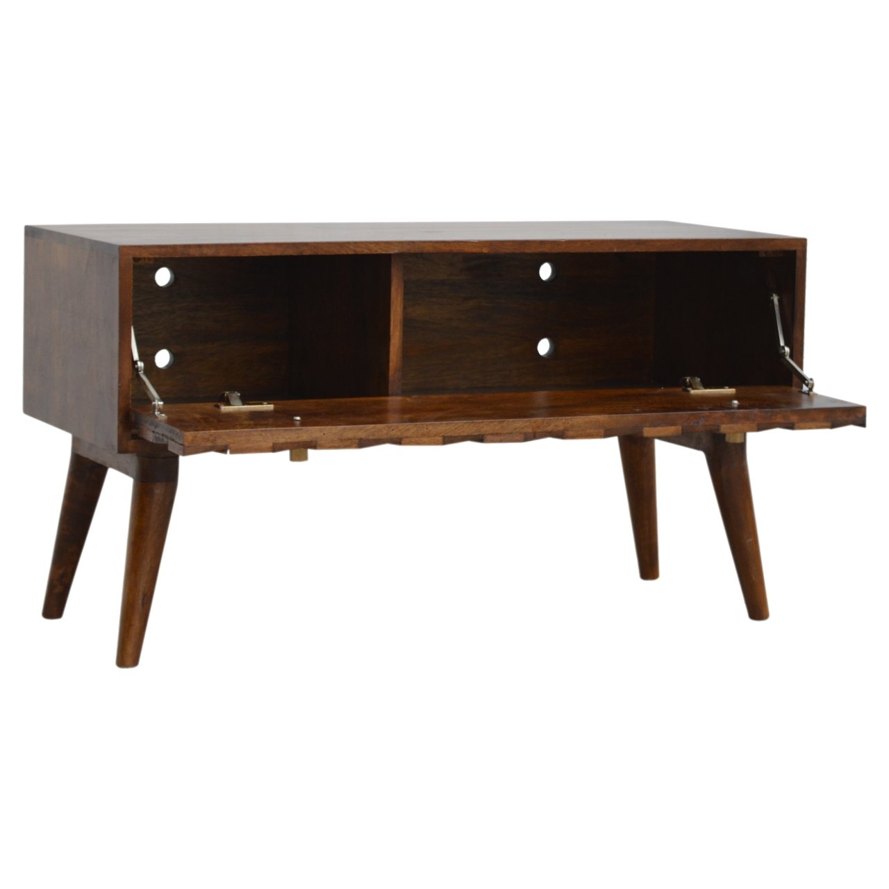 Ławka z litego drewna mango – kasztanowa, 90 cm — model IN789 - obrazek 6