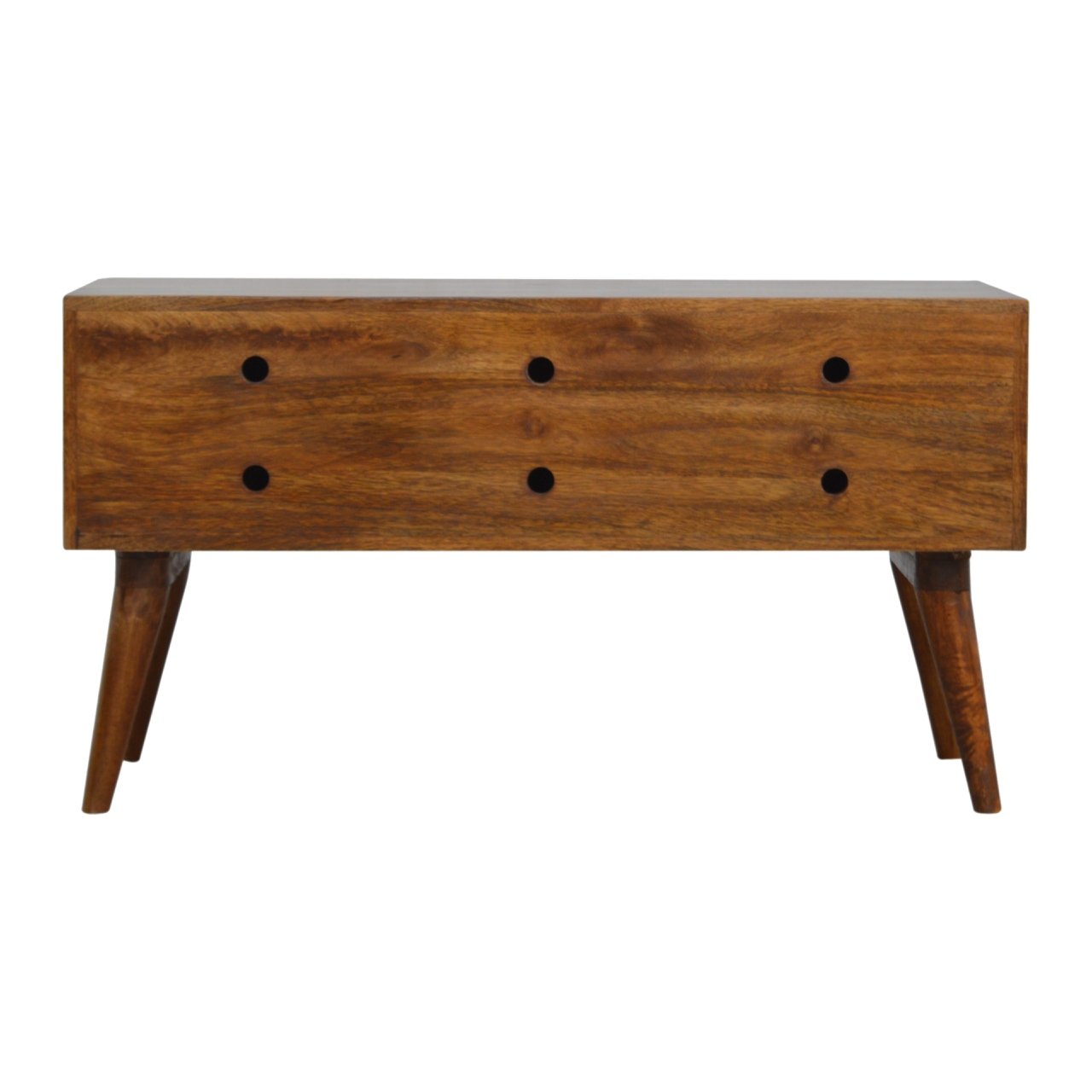 Ławka z litego drewna mango – kasztanowa, 90 cm — model IN789 - obrazek 8