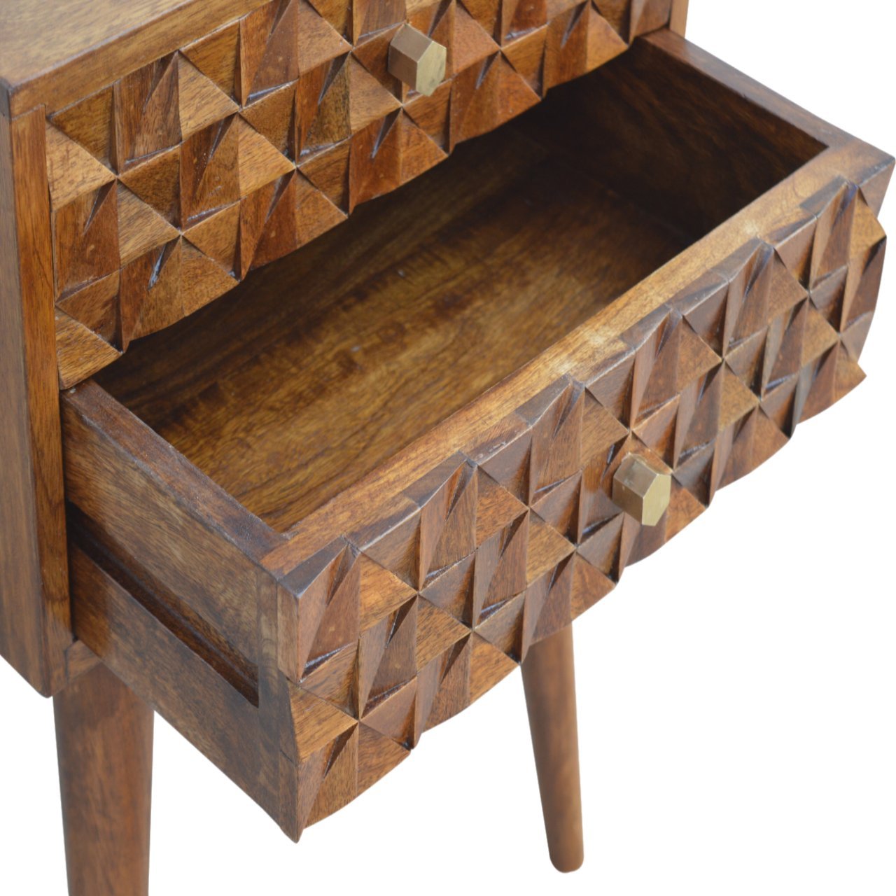 Szafka nocna Artisan IN790 – lite drewno mango, wykończenie kasztanowe - obrazek 4