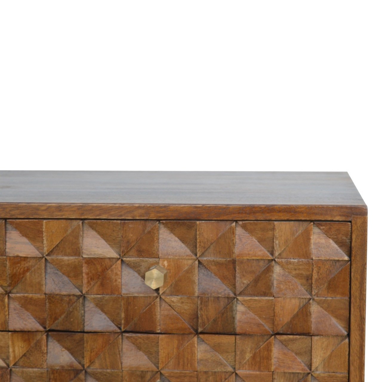 Szafka RTV z litego drewna mango – kasztanowa, 85 cm — model IN791 - obrazek 3
