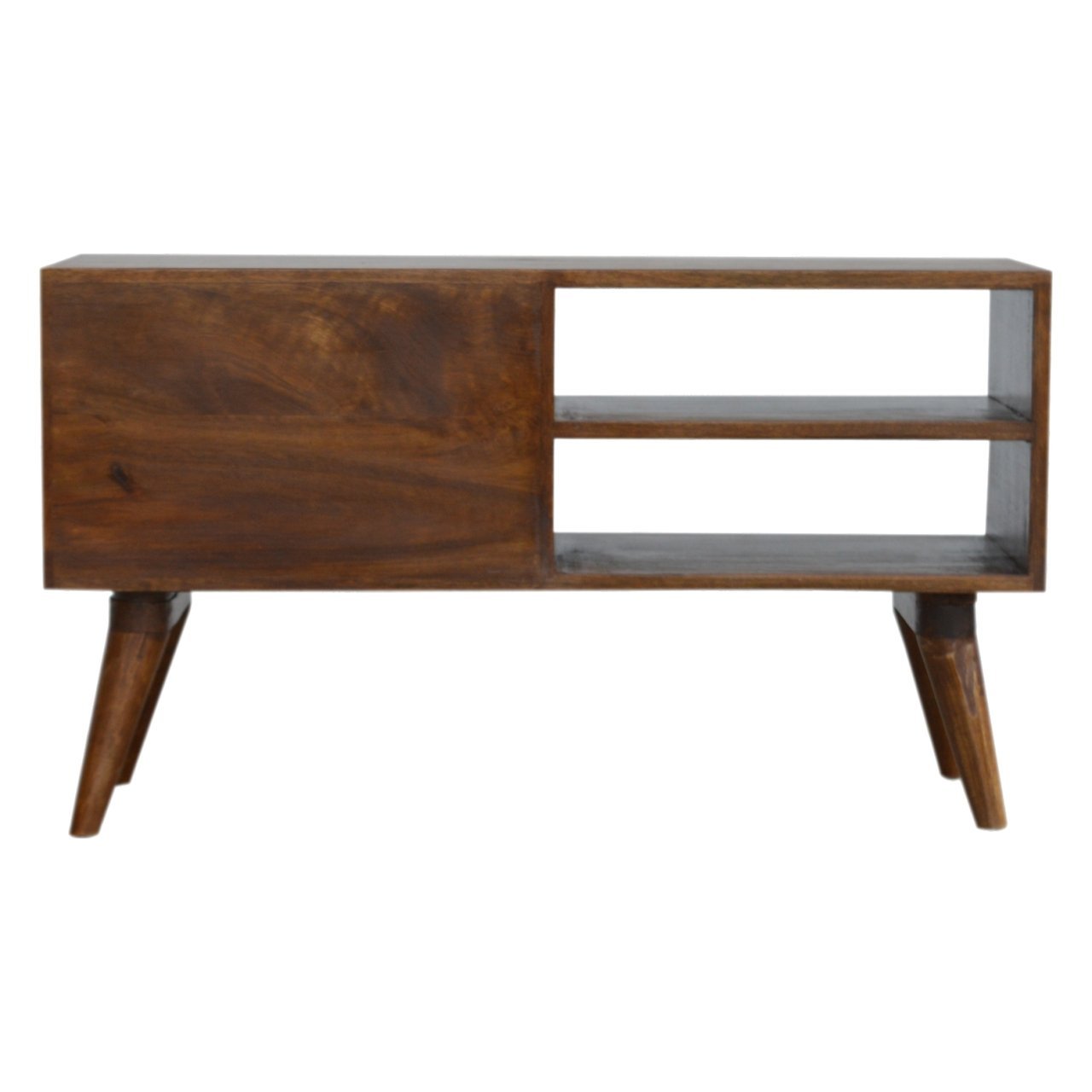 Szafka RTV z litego drewna mango – kasztanowa, 85 cm — model IN791 - obrazek 8