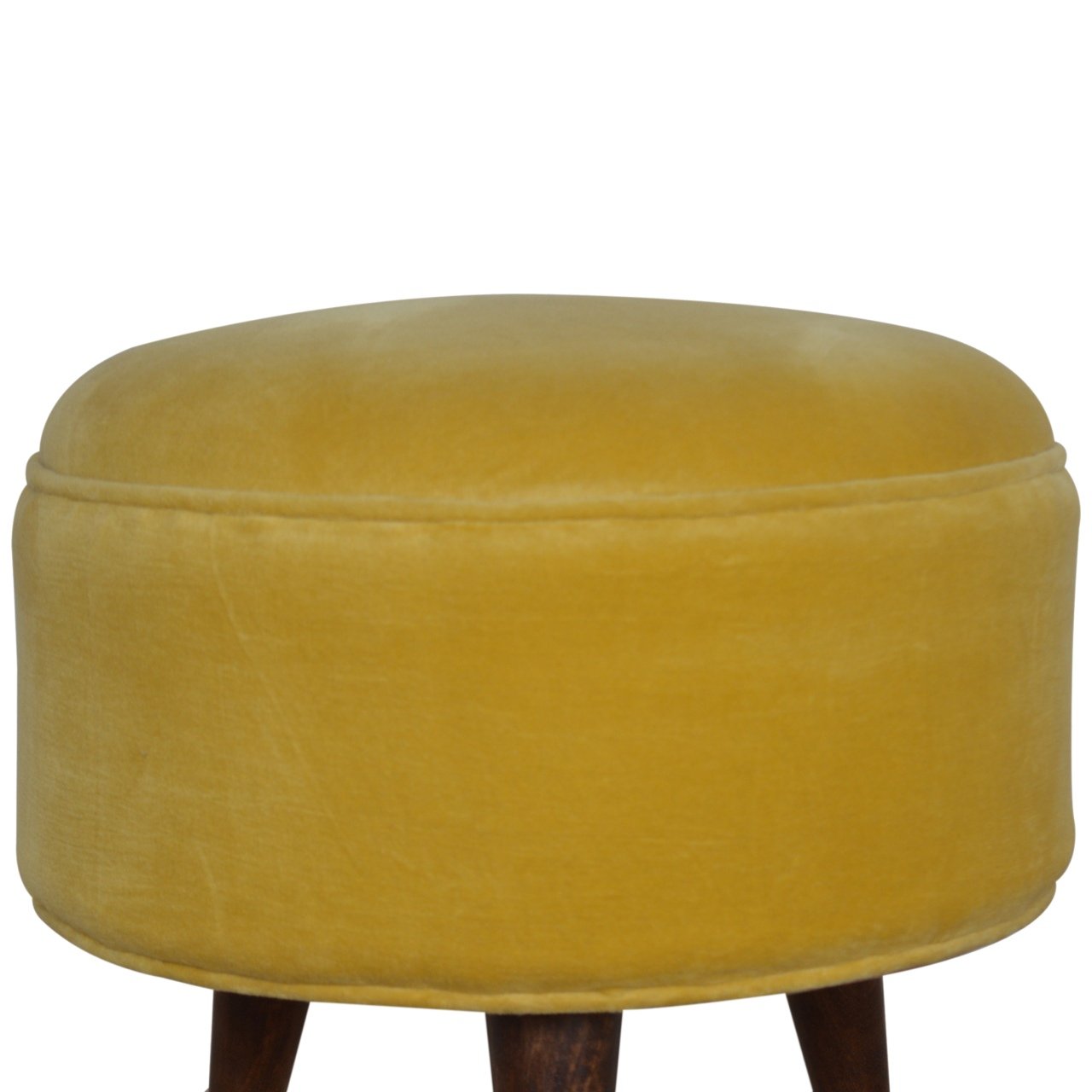 Pufa lub podnóżek Artisan IN823 – lite drewno mango, wykończenie orzechowe - Image 4