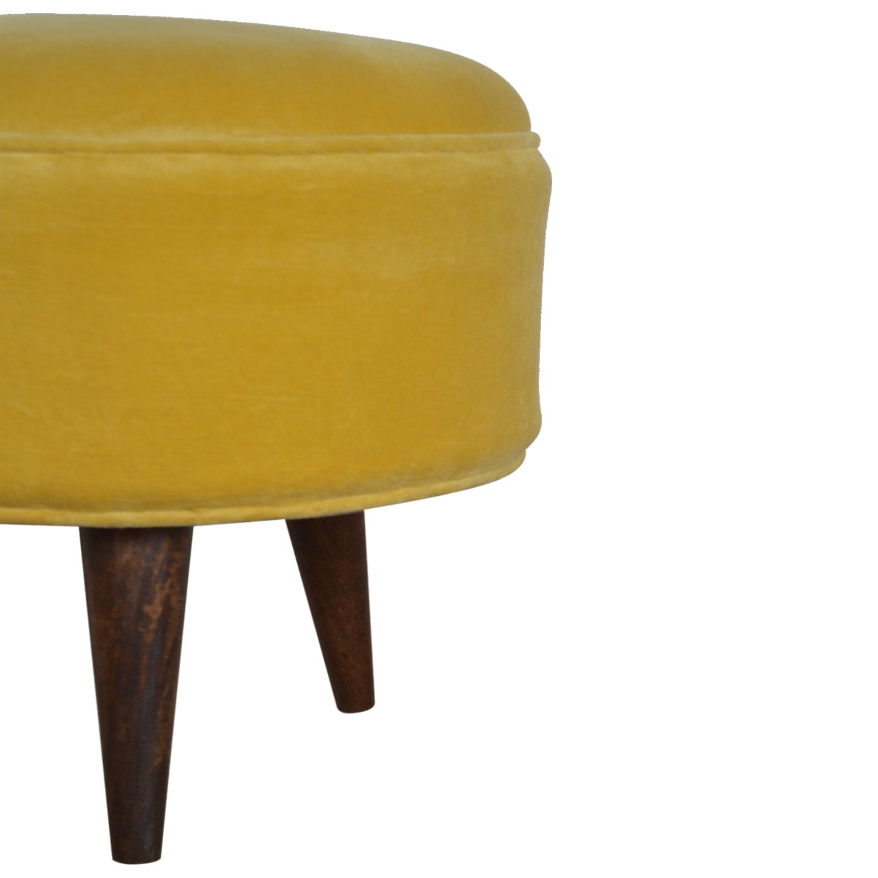 Pufa lub podnóżek Artisan IN823 – lite drewno mango, wykończenie orzechowe - Image 3