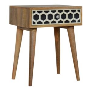 Szafka nocna z litego drewna mango – dębowa, 45 cm — model IN843
