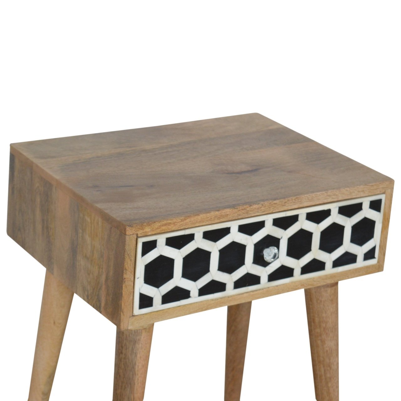 Szafka nocna z litego drewna mango – dębowa, 45 cm — model IN843 - Image 2