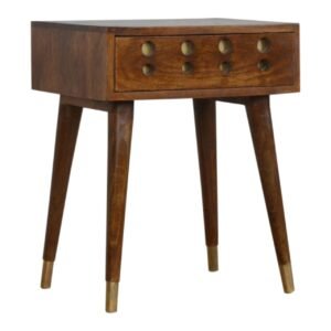 Szafka nocna z litego drewna mango – kasztanowa, 45 cm — model IN847