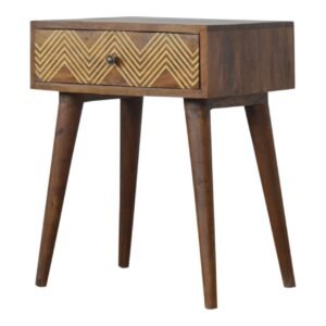 Szafka nocna z litego drewna mango – kasztanowa, 45 cm — model IN850