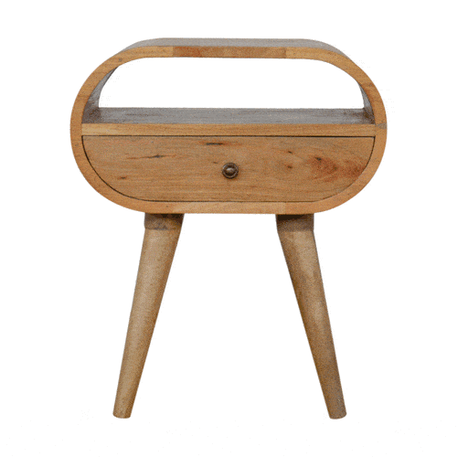 Szafka nocna z litego drewna mango – dębowa, 45 cm — model In858 - obrazek 9