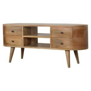 Szafka RTV z litego drewna mango – dębowa, 110 cm — model IN863