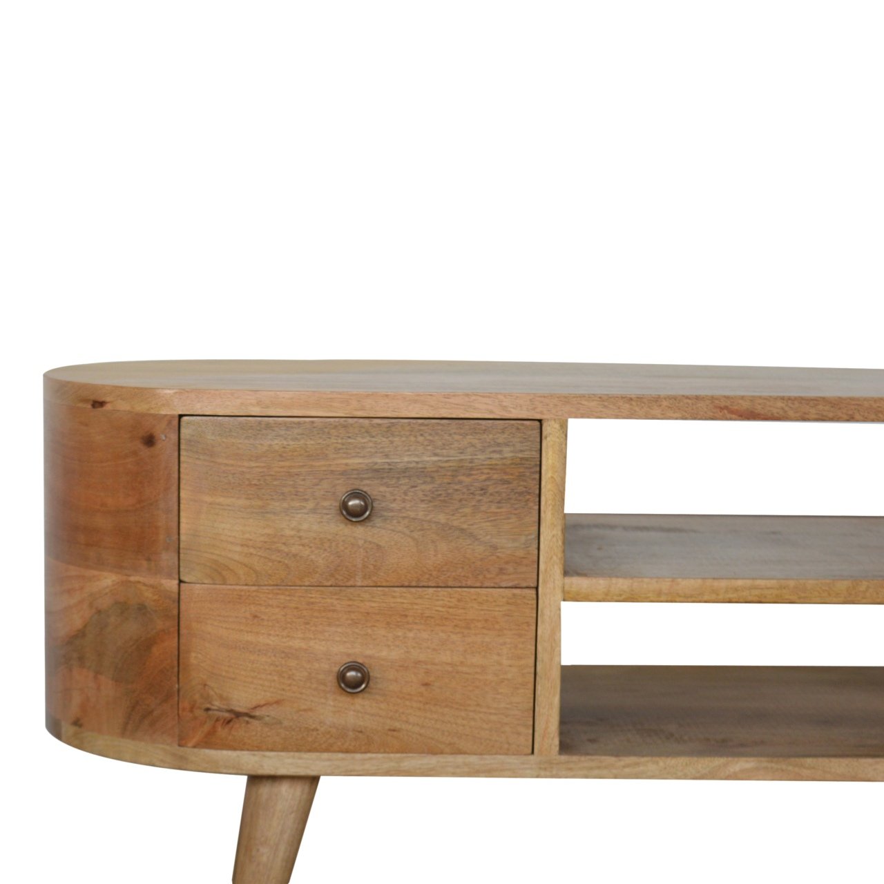 Szafka RTV z litego drewna mango – dębowa, 110 cm — model IN863 - obrazek 4