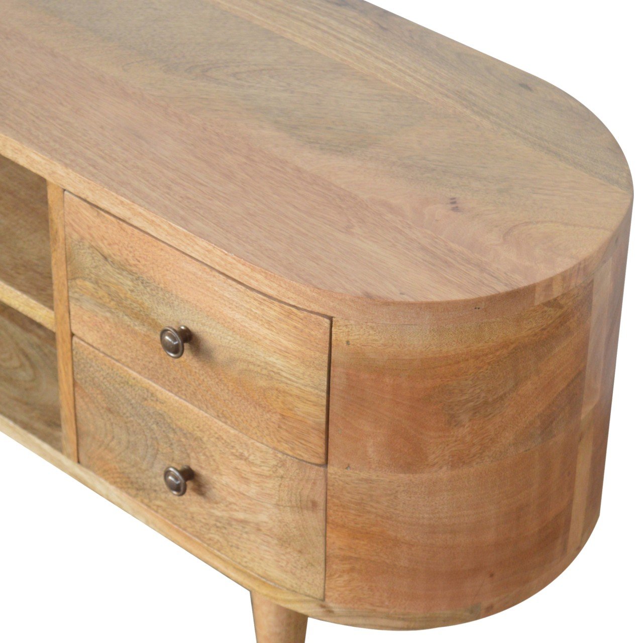 Szafka RTV z litego drewna mango – dębowa, 110 cm — model IN863 - obrazek 3
