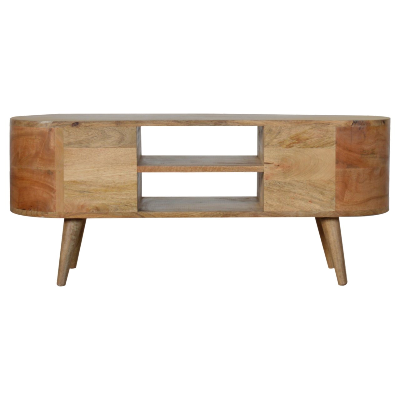Szafka RTV z litego drewna mango – dębowa, 110 cm — model IN863 - obrazek 8