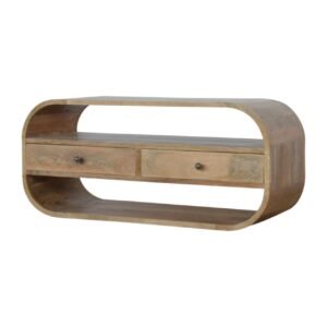 Szafka RTV z litego drewna mango – dębowa, 90 cm — model IN865