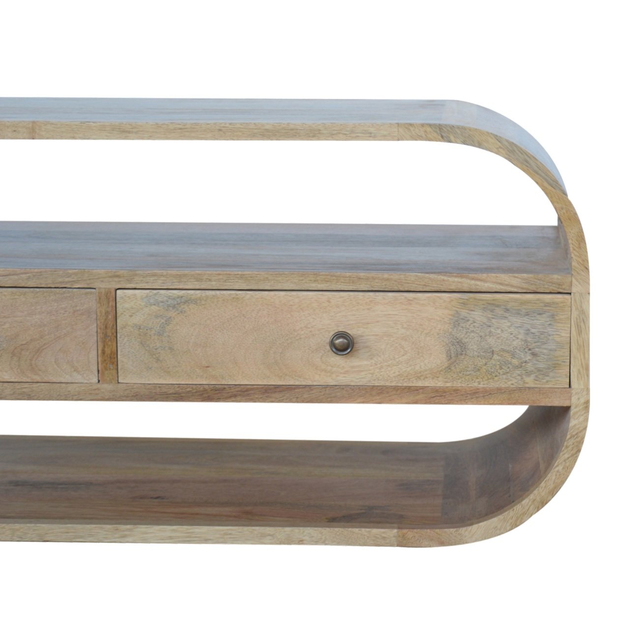 Szafka RTV z litego drewna mango – dębowa, 90 cm — model IN865 - obrazek 4