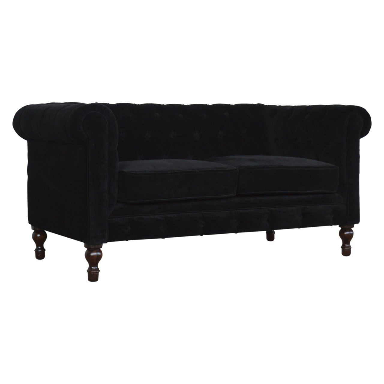 Sofa z litego drewna mango – orzechowa, 150 cm — model IN876