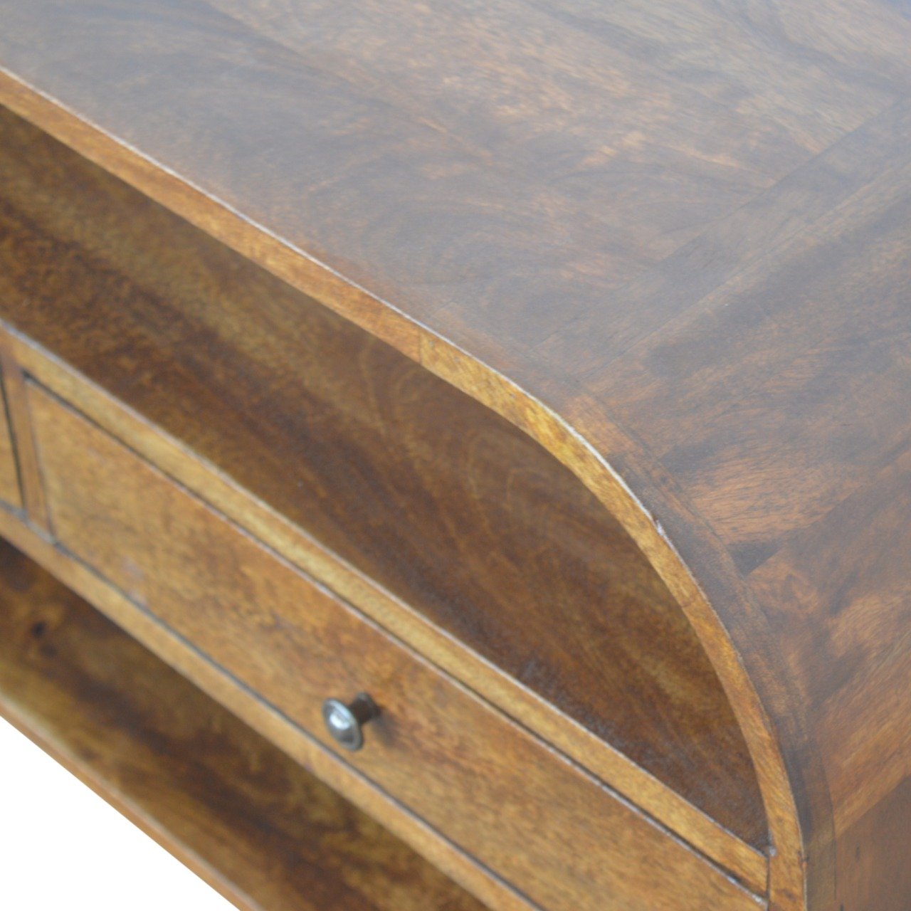 Szafka RTV z litego drewna mango – kasztanowa, 90 cm — model IN893 - Image 4