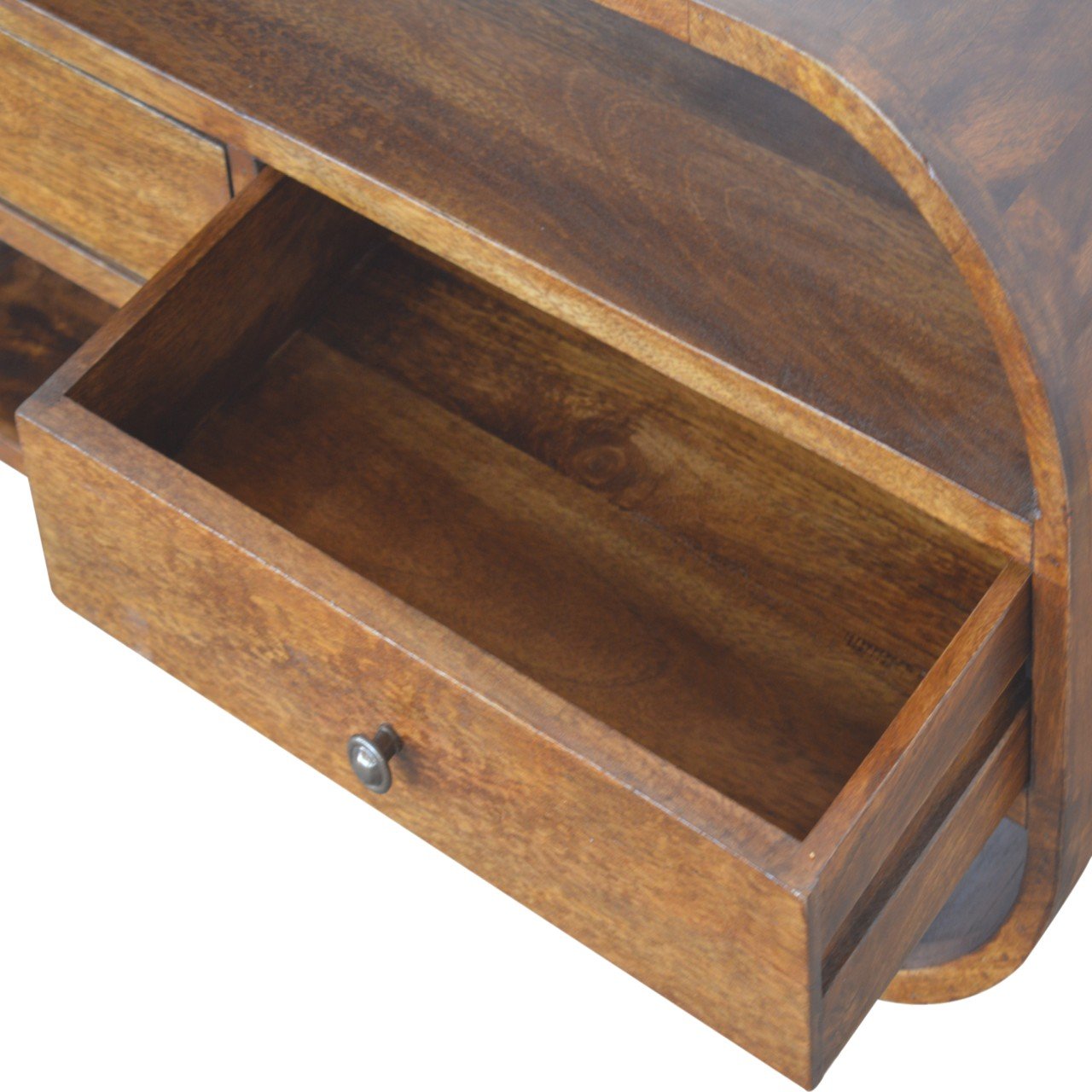 Szafka RTV z litego drewna mango – kasztanowa, 90 cm — model IN893 - Image 3