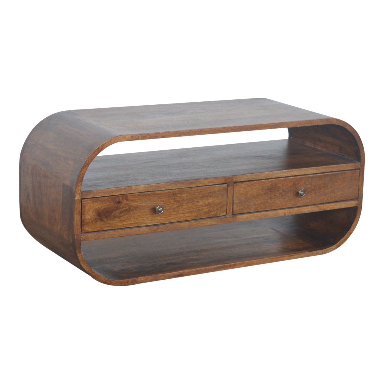 Szafka RTV z litego drewna mango – kasztanowa, 90 cm — model IN893 - Image 2