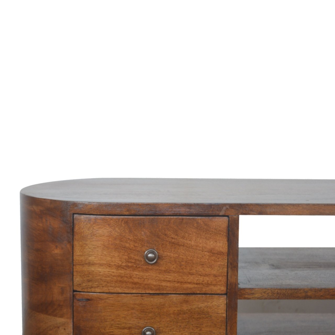 Szafka RTV z litego drewna mango – kasztanowa, 110 cm — model IN894 - obrazek 5