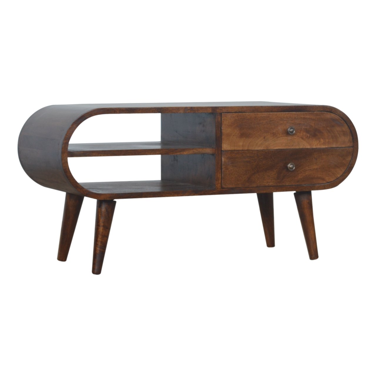 Szafka RTV z litego drewna mango – kasztanowa, 90 cm — model IN899 - Image 2