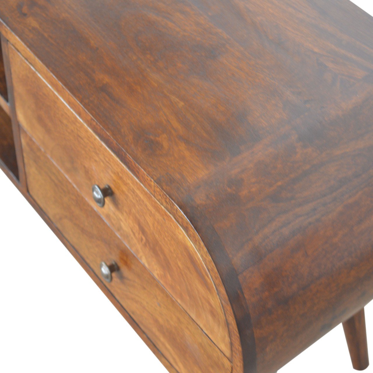 Szafka RTV z litego drewna mango – kasztanowa, 90 cm — model IN899 - Image 4