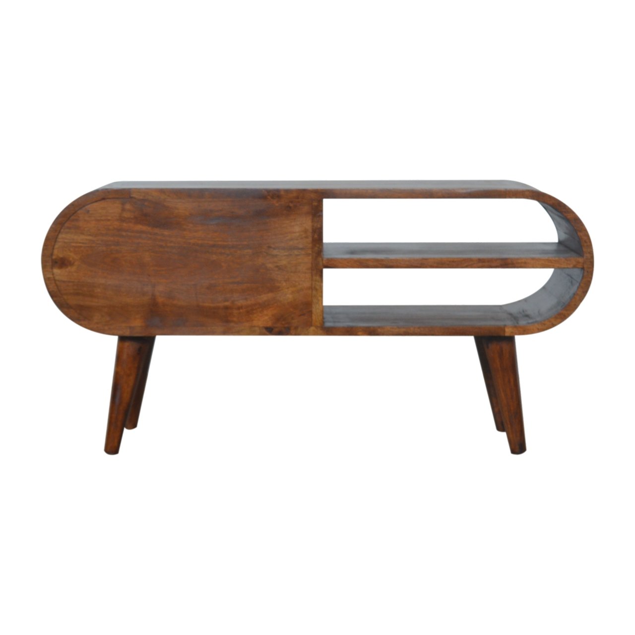 Szafka RTV z litego drewna mango – kasztanowa, 90 cm — model IN899 - Image 8
