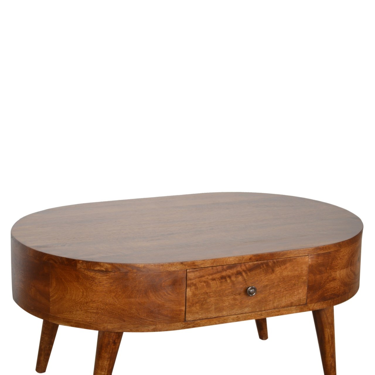 Stolik kawowy z litego drewna mango – kasztanowy, 85 cm — model IN906 - obrazek 3