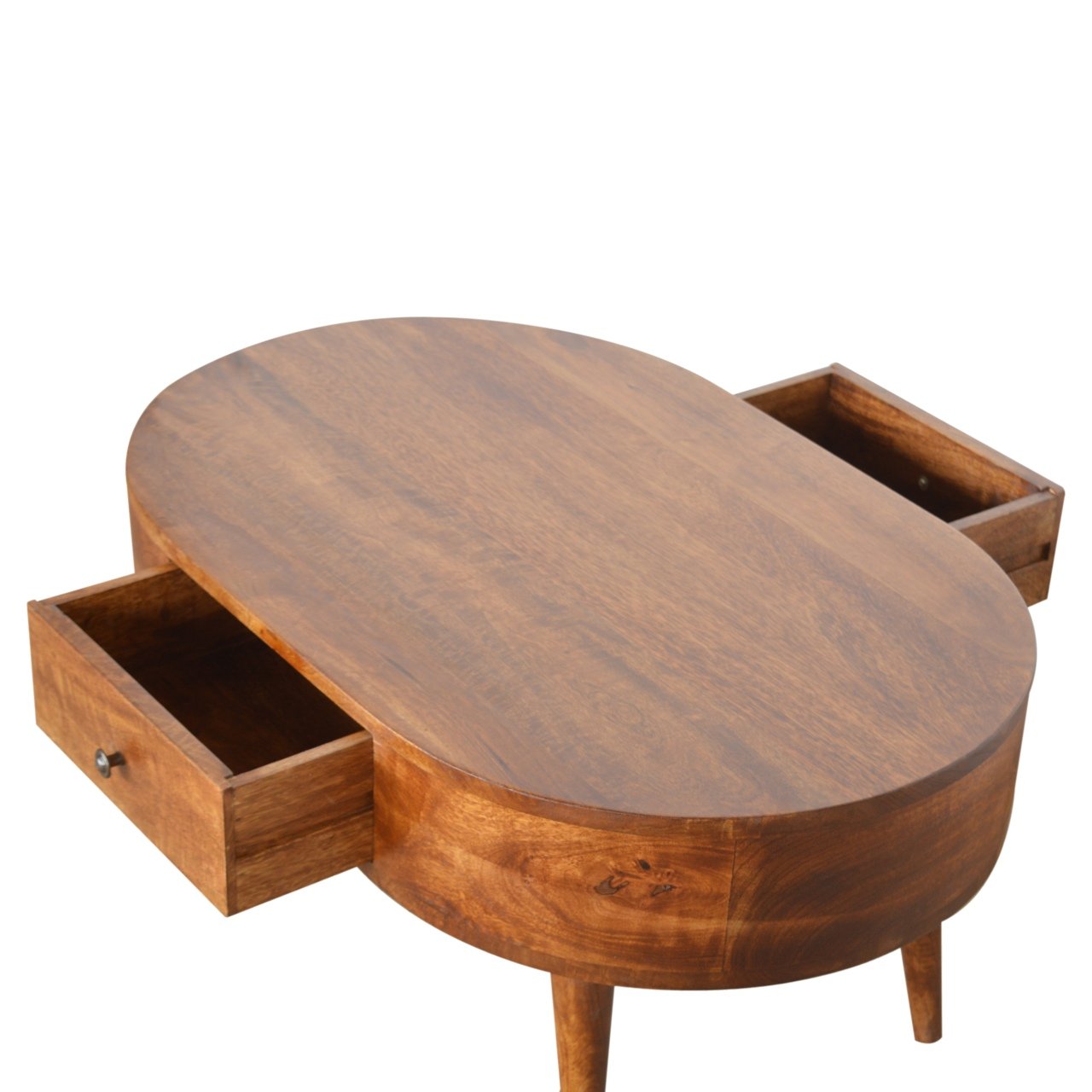 Stolik kawowy z litego drewna mango – kasztanowy, 85 cm — model IN906 - obrazek 4