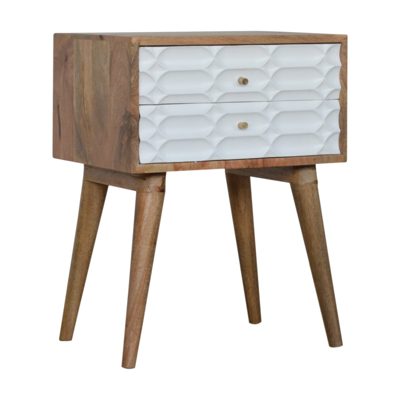 Szafka nocna z litego drewna mango – jasna, 45 cm — model IN916