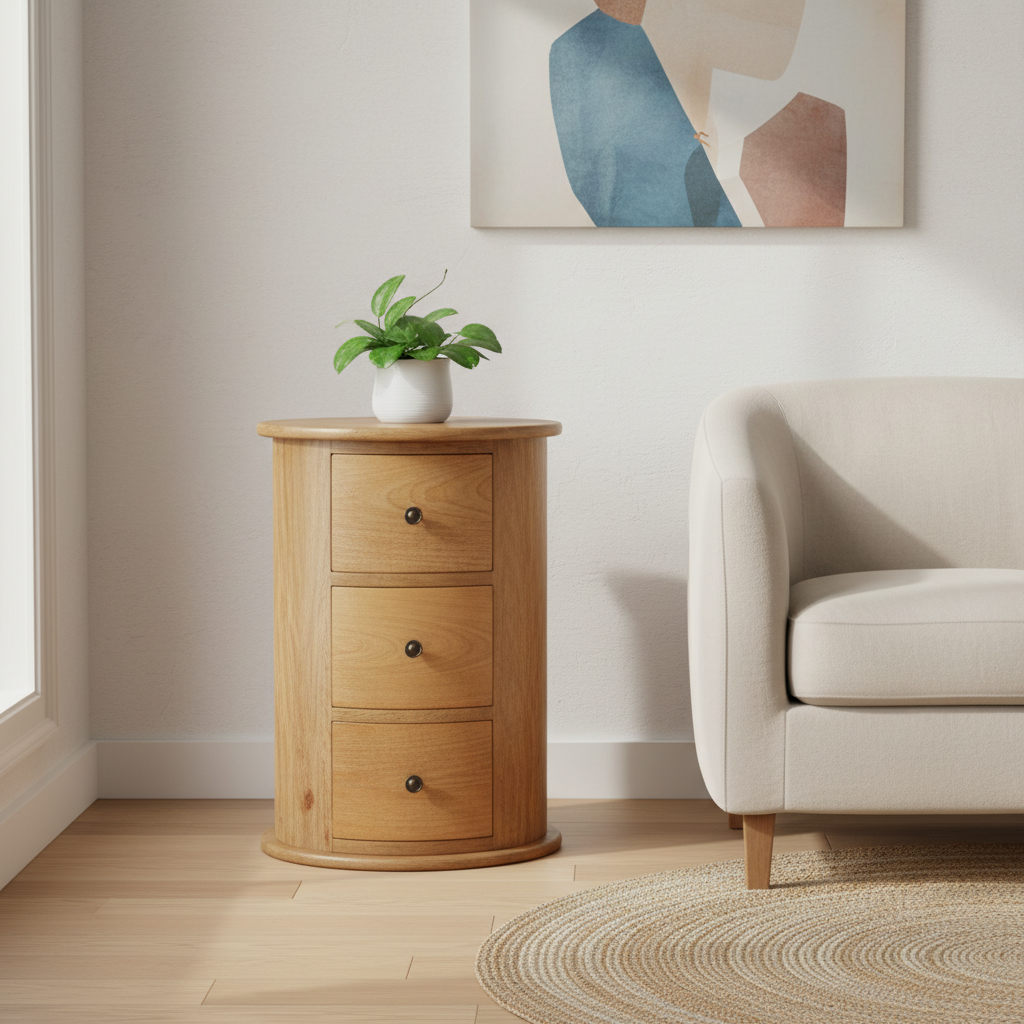 Komoda z litego drewna mango – dębowa, 40 cm — model IN015 - aranzacja wnetrza