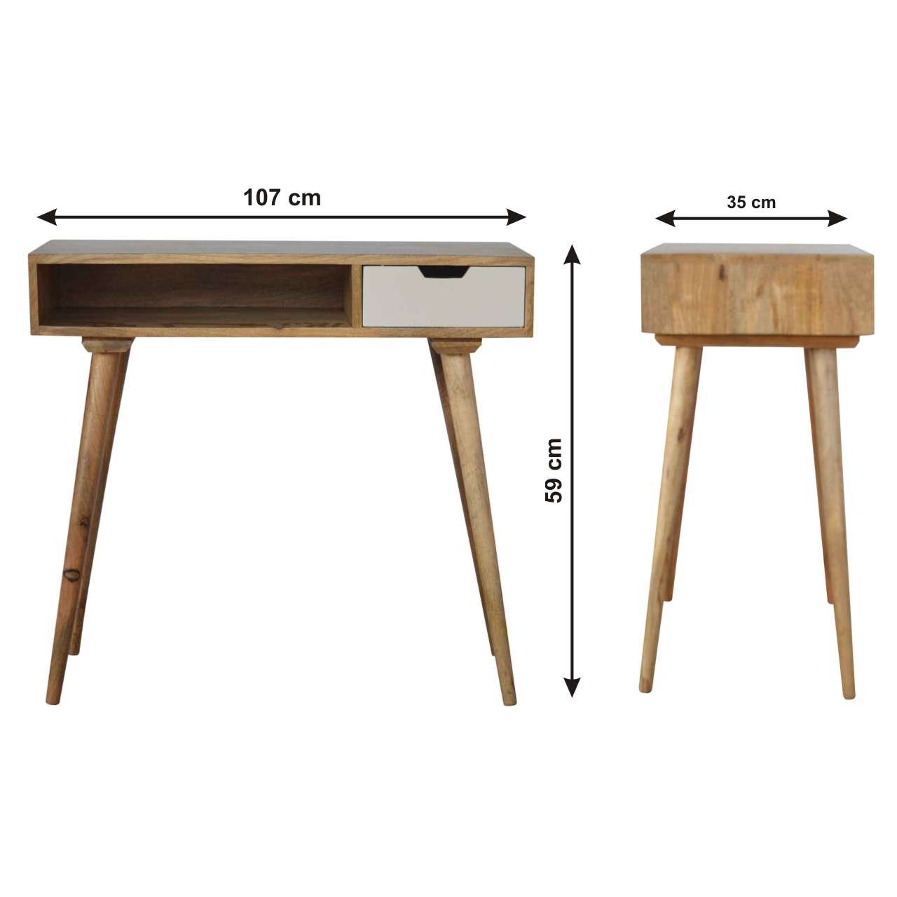 Biurko Artisan IN023 – lite drewno mango, wykończenie jasne - wymiary