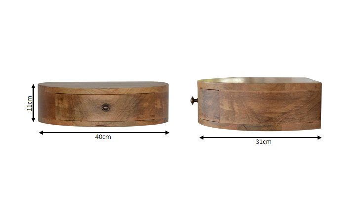 Szafka nocna z litego drewna mango – dębowa, 40 cm — model IN1296 - wymiary