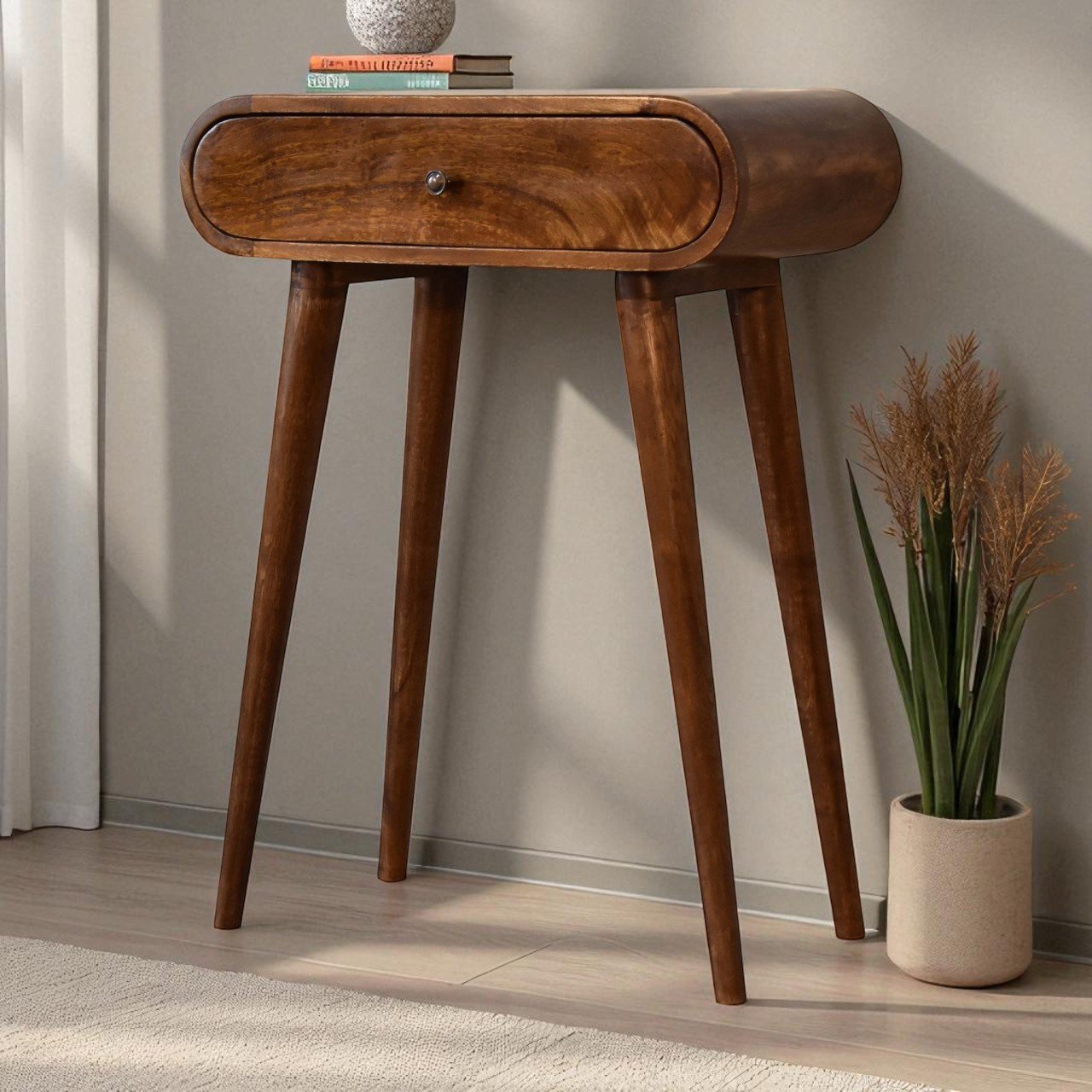 Konsola z litego drewna mango – kasztanowa, 60 cm — model IN1746 - aranzacja wnetrza