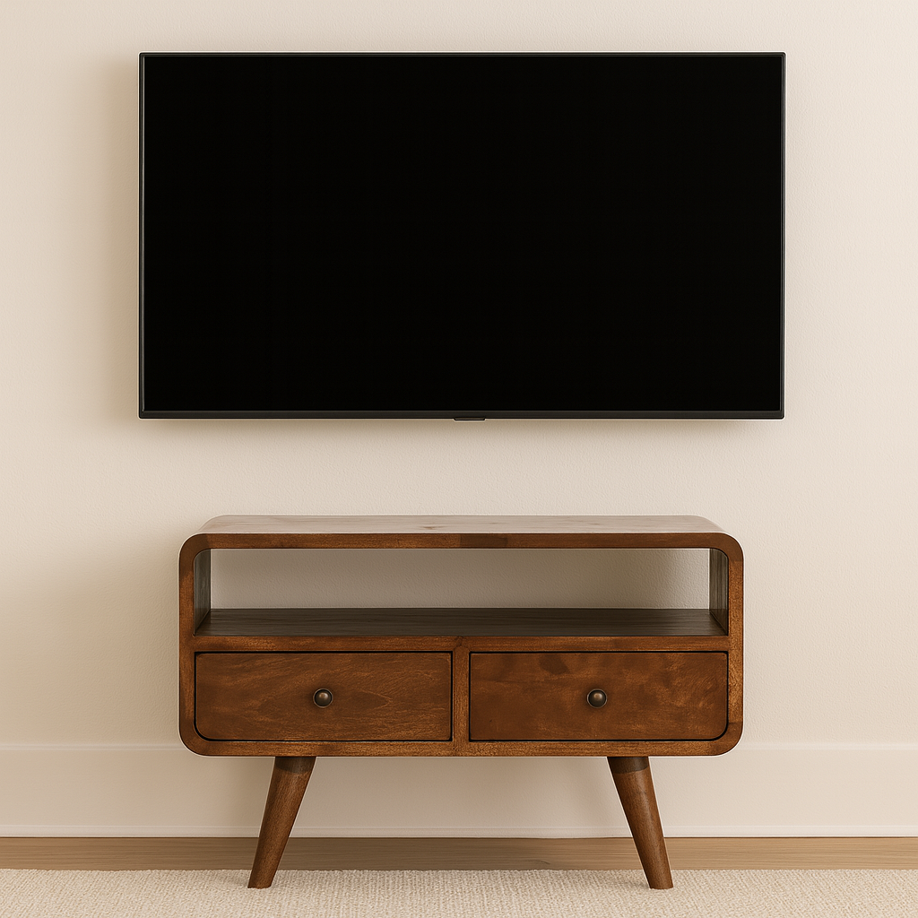 Szafka RTV z litego drewna mango – kasztanowa, 60 cm — model IN1748 - aranzacja wnetrza