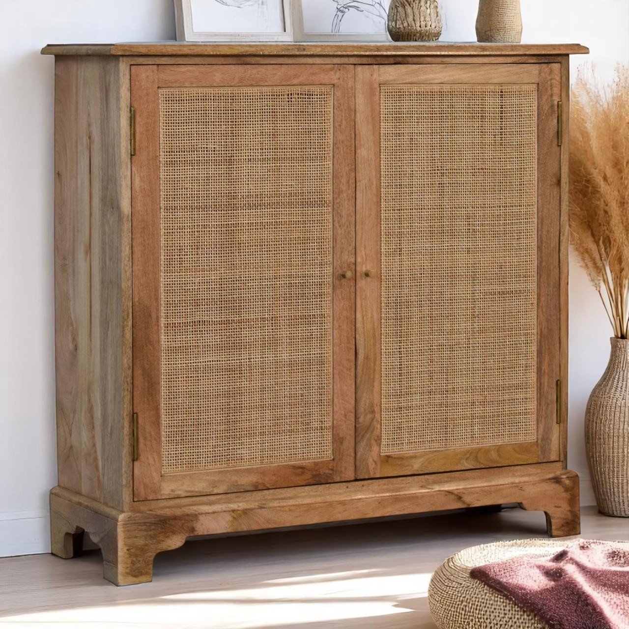 Szafka z litego drewna mango – dębowa, 90 cm — model IN1857 - aranzacja wnetrza