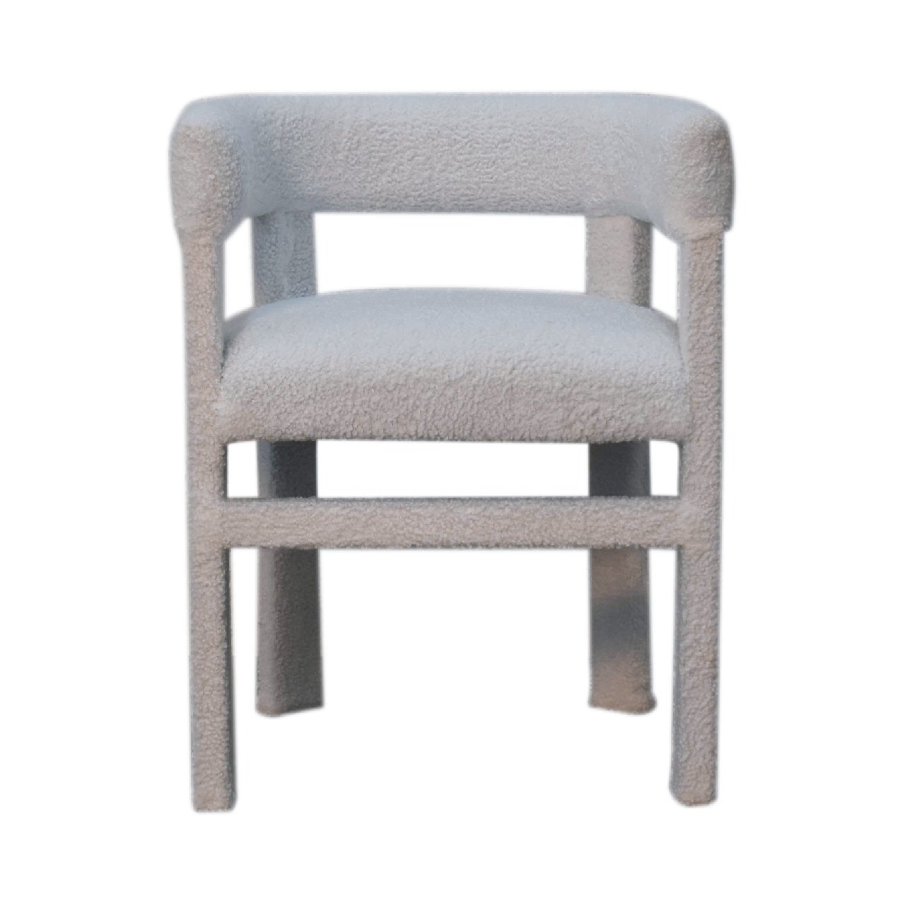 Fotel Artisan IN3484 – drewno i tkanina bouclé, wykończenie bouclé białe