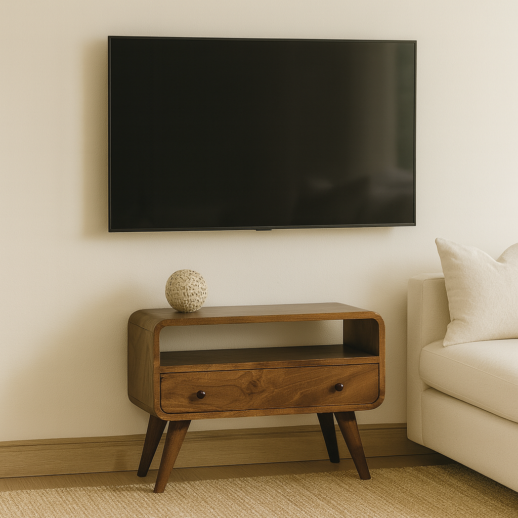 Szafka RTV z litego drewna mango – kasztanowa, 60 cm — model IN3539 - aranzacja wnetrza