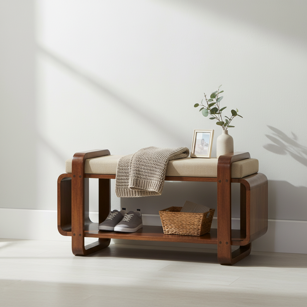 Ławka z litego drewna mango – kasztanowa, 80 cm — model IN3921 - aranzacja wnetrza